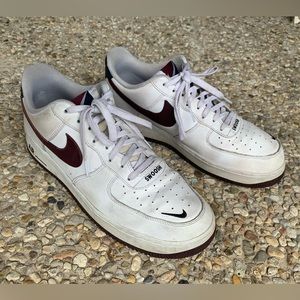 Nike Air Force 1 “swoosh” white maroon navy